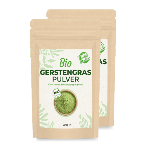 Bio Gerstengraspulver im Vorteilspack. 2x 500 g Beutel – feines grünes Pulver als Superfood zur täglichen Nahrungsergänzung